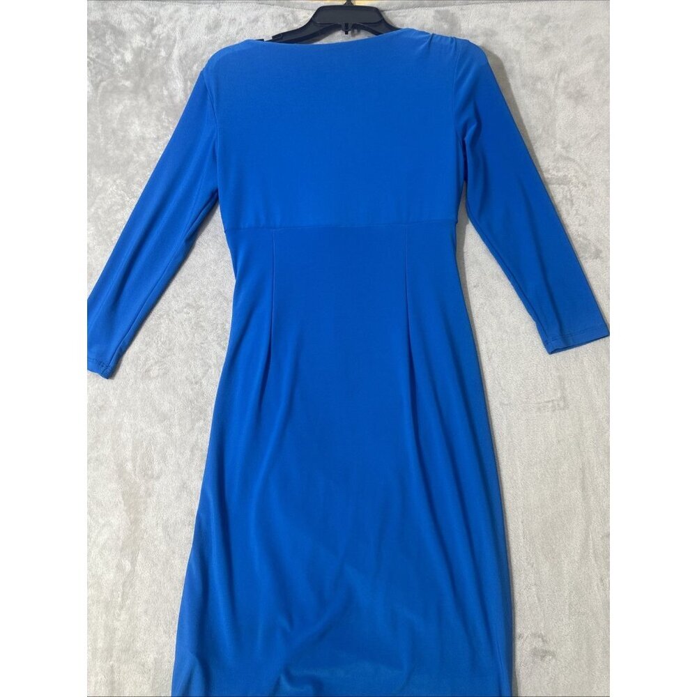 Lauren Ralph Lauren Womens Size 8 Blue Ruched Wrap Dress - Picture 8 of 8